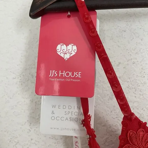 Jj’s House Women’s Size 4 Dress Formal Prom Bridesmaid Red Beaded Halter Back - Picture 9 of 10